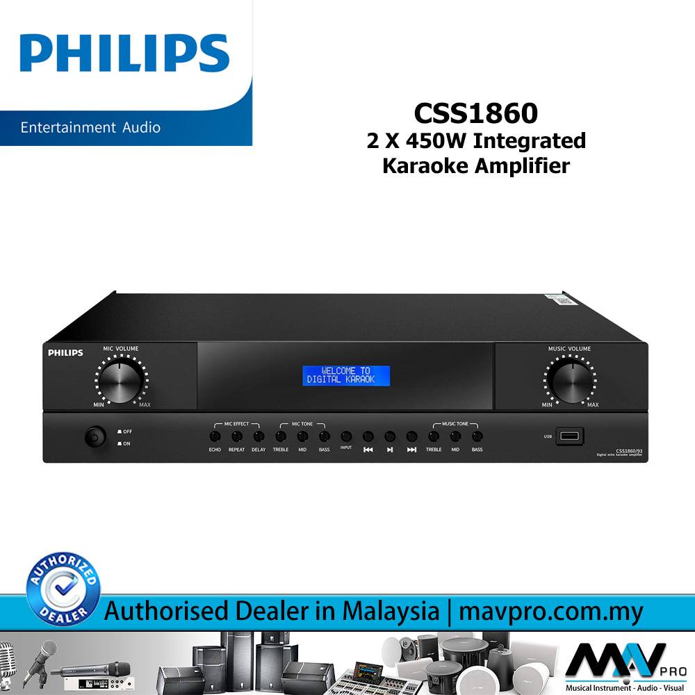 PHILIPS CSS1860 2 X 450W Integrated Karaoke Amplifier l Mavpro Malaysia